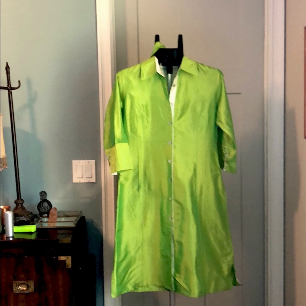 Lime silk shirt dress size 6
